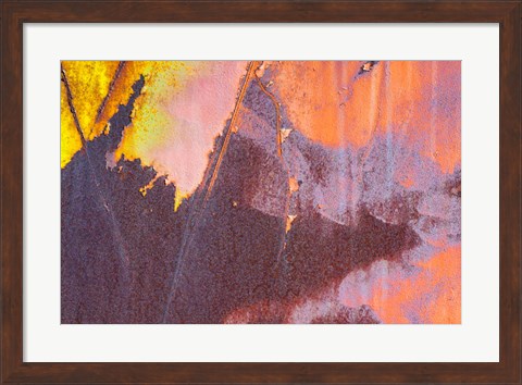 Framed Details Of Rust And Paint On Metal 13 Print