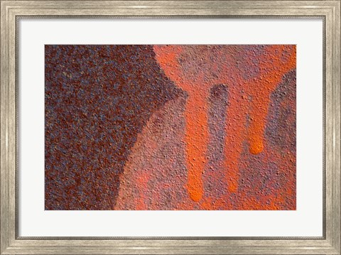 Framed Details Of Rust And Paint On Metal 14 Print