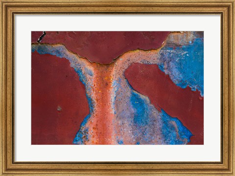 Framed Details Of Rust And Paint On Metal 16 Print