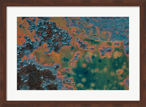 Framed Details Of Rust And Paint On Metal 17 Print