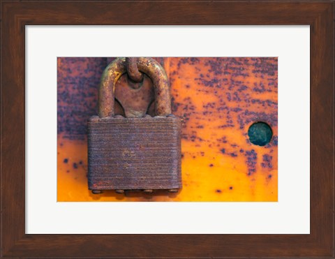 Framed Details Of Rust And Paint On Metal 18 Print