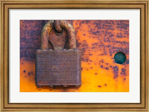 Framed Details Of Rust And Paint On Metal 18 Print