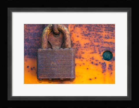 Framed Details Of Rust And Paint On Metal 18 Print