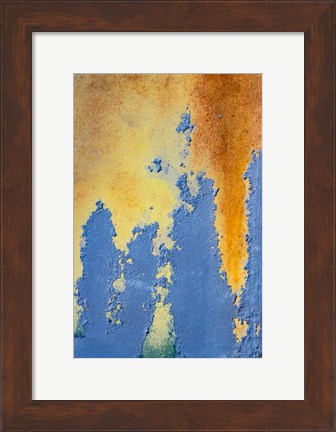 Framed Details Of Rust And Paint On Metal 19 Print