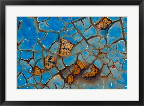 Framed Details Of Rust And Paint On Metal 24 Print