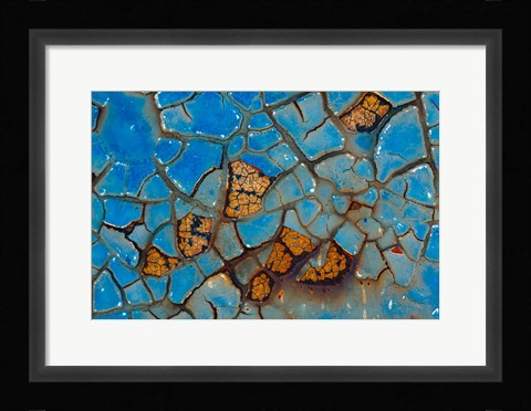 Framed Details Of Rust And Paint On Metal 24 Print