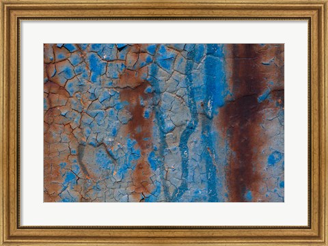 Framed Details Of Rust And Paint On Metal 26 Print