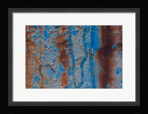 Framed Details Of Rust And Paint On Metal 26 Print