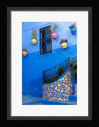 Framed Morocco, Chefchaouen Colorful House Exterior Print