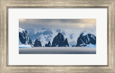Framed Antarctic Peninsula, Antarctica, Spert Island Craggy Rocks And Mountains Print