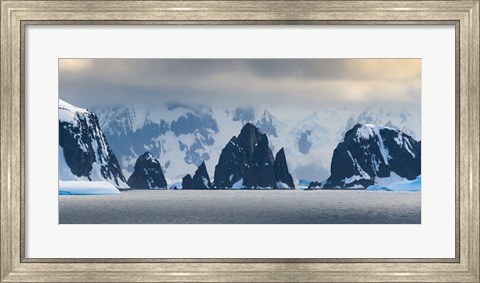 Framed Antarctic Peninsula, Antarctica, Spert Island Craggy Rocks And Mountains Print