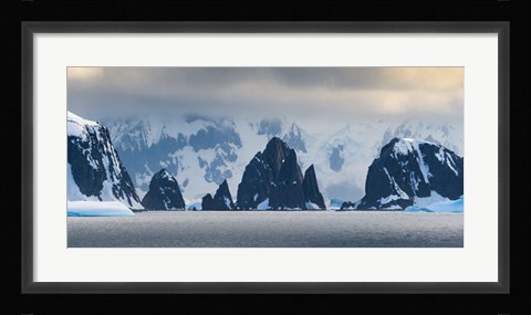 Framed Antarctic Peninsula, Antarctica, Spert Island Craggy Rocks And Mountains Print