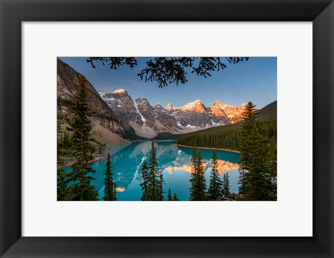 Framed Alberta, Banff National Park, Moraine Lake At Sunrise Print