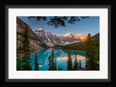 Framed Alberta, Banff National Park, Moraine Lake At Sunrise Print