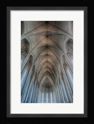 Framed Iceland, Reykjavik, Ribbed Vaults In The Modern Cathedral Of Hallgrimskirkja Print