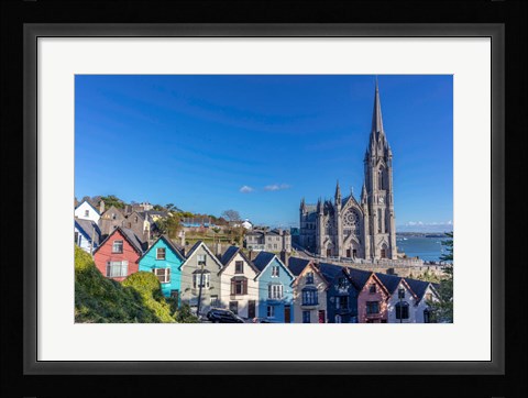 Framed Deck Of Card Houses With St Colman's Cathedral In Cobh, Ireland Print