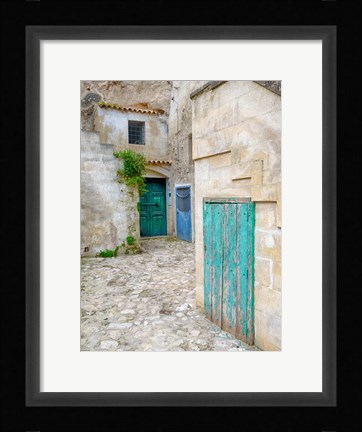 Framed Italy, Basilicata, Matera Doors In A Courtyard In The Old Town Of Matera Print