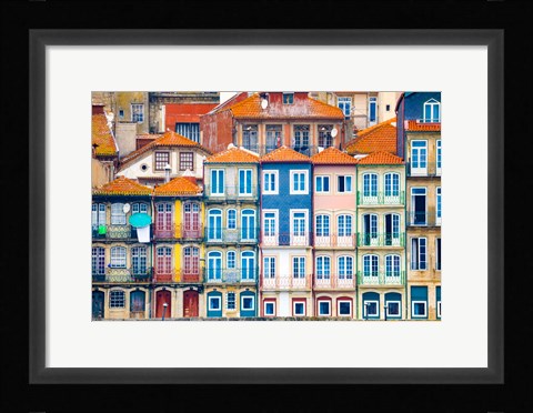 Framed Europe, Portugal, Porto Colorful Building Facades Next To Douro River Print