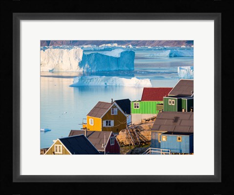 Framed View Of Fjord Full Of Icebergs Towards Nuussuaq Peninsula During Midnight Sun Print