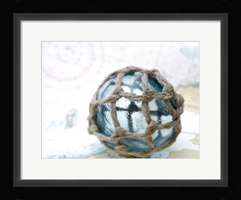 Framed Japanese Glass Fishing Float On Nautical Chart Print