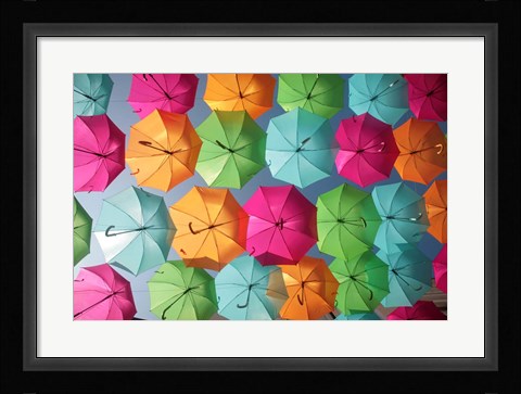 Framed Portugal Umbrella 1 Print