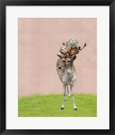Framed Buck on Pink Print