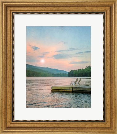 Framed Dock at Sunset Print