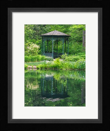 Framed Delaware, Gazebo Overlooking A Pond Print