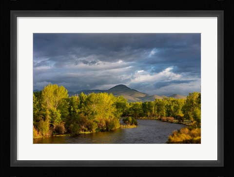 Framed Dramatic Stormy Sunrise Light Strikes The Big Hole River Near Melrose, Montana Print