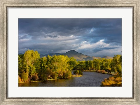 Framed Dramatic Stormy Sunrise Light Strikes The Big Hole River Near Melrose, Montana Print