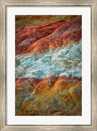 Framed Nevada, Overton, Valley Of Fire State Park Multi-Colored Rock Formation Print