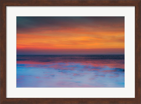 Framed New Jersey, Cape May, Sunset On Ocean Shore Print