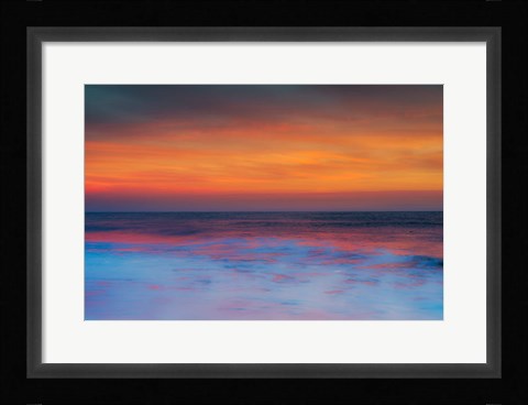 Framed New Jersey, Cape May, Sunset On Ocean Shore Print