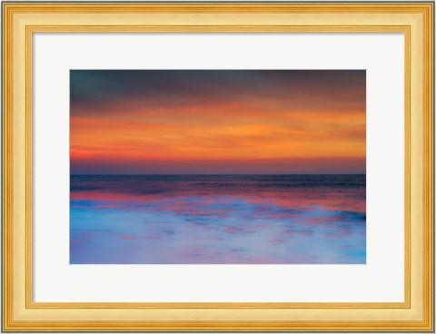 Framed New Jersey, Cape May, Sunset On Ocean Shore Print