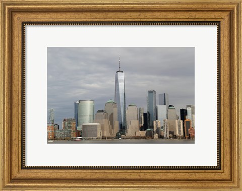 Framed One World Trade Center And Other Manhattan Skyscrapers Seen From Jersey City, NJ Print