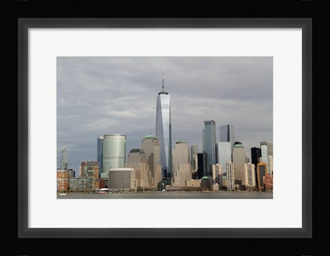 Framed One World Trade Center And Other Manhattan Skyscrapers Seen From Jersey City, NJ Print