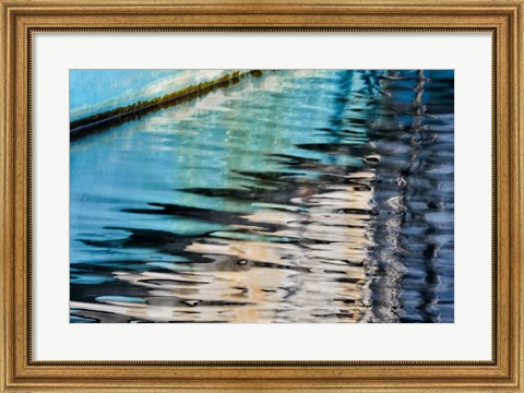 Framed Fishing Boat Colors Reflected In Charleston Marina, Oregon Print