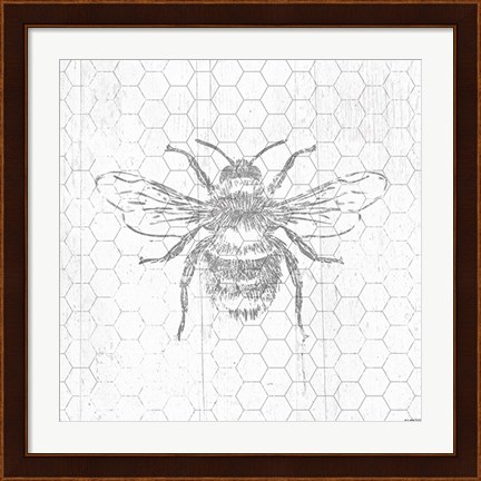 Framed Grey Bee Print