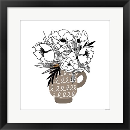 Framed Gray Flower Mug Print