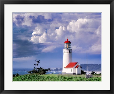 Framed Red Roof Lighthouse Print
