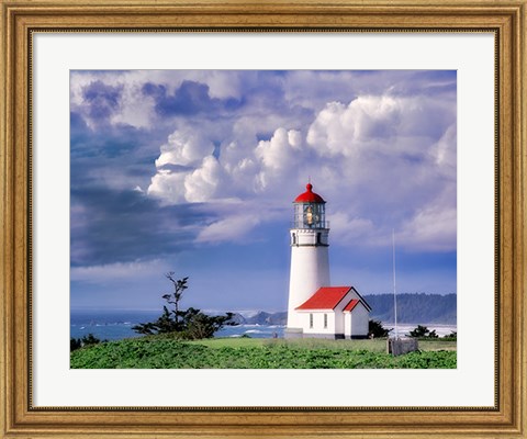 Framed Red Roof Lighthouse Print