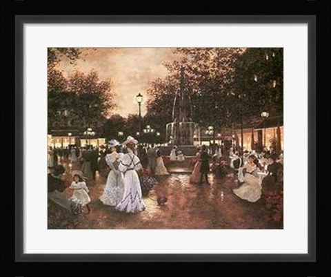 Framed Meeting at the Fountain Print