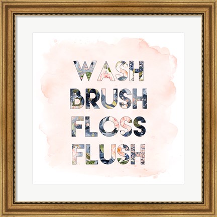 Framed Wash, Brush, Floss, Flush Print