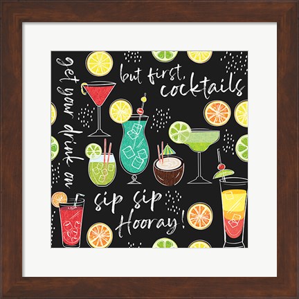 Framed Sip Sip Hooray Pattern III Print