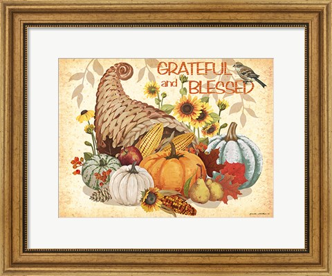 Framed Grateful and Blessed Print