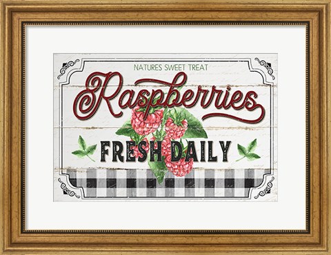 Framed Raspberries Print
