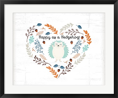 Framed Happy as a Hedgehog Print