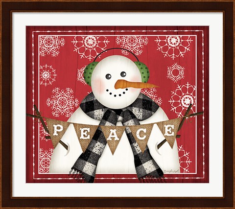 Framed Peace Snowman Print