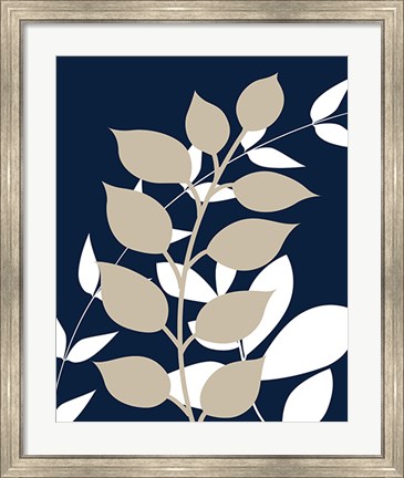 Framed Navy Foliage I Print
