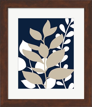 Framed Navy Foliage II Print